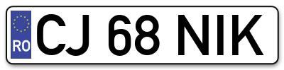 Placuta inmatriculare numar auto  CJ-68-NIK, CJ 68 NIK, CJ68NIK