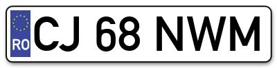 Placuta inmatriculare numar auto  CJ-68-NWM, CJ 68 NWM, CJ68NWM