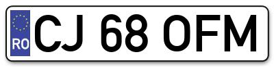 Placuta inmatriculare numar auto  CJ-68-OFM, CJ 68 OFM, CJ68OFM
