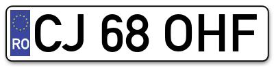 Placuta inmatriculare numar auto  CJ-68-OHF, CJ 68 OHF, CJ68OHF