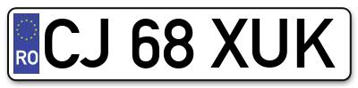 Placuta inmatriculare numar auto  CJ-68-XUK, CJ 68 XUK, CJ68XUK