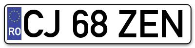 Placuta inmatriculare numar auto  CJ-68-ZEN, CJ 68 ZEN, CJ68ZEN