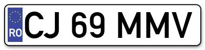 Placuta inmatriculare numar auto  CJ-69-MMV, CJ 69 MMV, CJ69MMV