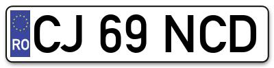 Placuta inmatriculare numar auto  CJ-69-NCD, CJ 69 NCD, CJ69NCD