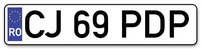 Placuta inmatriculare numar auto  CJ-69-PDP, CJ 69 PDP, CJ69PDP