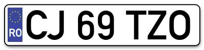 Placuta inmatriculare numar auto  CJ-69-TZO, CJ 69 TZO, CJ69TZO