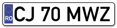 Placuta inmatriculare numar auto  CJ-70-MWZ, CJ 70 MWZ, CJ70MWZ