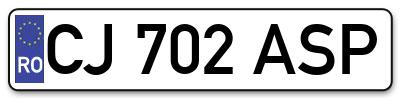 Placuta inmatriculare numar auto  CJ-702-ASP, CJ 702 ASP, CJ702ASP