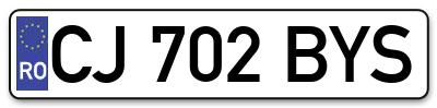Placuta inmatriculare numar auto  CJ-702-BYS, CJ 702 BYS, CJ702BYS