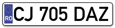 Placuta inmatriculare numar auto  CJ-705-DAZ, CJ 705 DAZ, CJ705DAZ