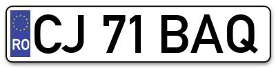 Placuta inmatriculare numar auto  CJ-71-BAQ, CJ 71 BAQ, CJ71BAQ