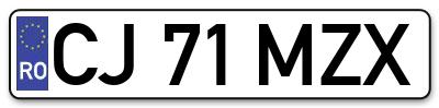Placuta inmatriculare numar auto  CJ-71-MZX, CJ 71 MZX, CJ71MZX