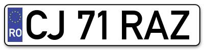 Placuta inmatriculare numar auto  CJ-71-RAZ, CJ 71 RAZ, CJ71RAZ
