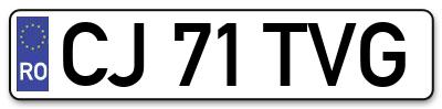 Placuta inmatriculare numar auto  CJ-71-TVG, CJ 71 TVG, CJ71TVG