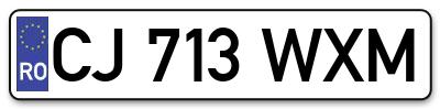 Placuta inmatriculare numar auto  CJ-713-WXM, CJ 713 WXM, CJ713WXM