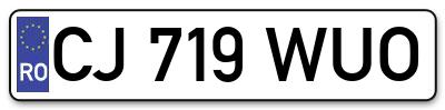 Placuta inmatriculare numar auto  CJ-719-WUO, CJ 719 WUO, CJ719WUO