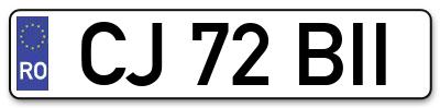 Placuta inmatriculare numar auto  CJ-72-BII, CJ 72 BII, CJ72BII