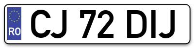 Placuta inmatriculare numar auto  CJ-72-DIJ, CJ 72 DIJ, CJ72DIJ