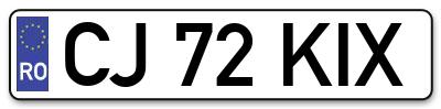 Placuta inmatriculare numar auto  CJ-72-KIX, CJ 72 KIX, CJ72KIX