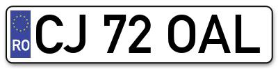 Placuta inmatriculare numar auto  CJ-72-OAL, CJ 72 OAL, CJ72OAL
