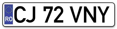 Placuta inmatriculare numar auto  CJ-72-VNY, CJ 72 VNY, CJ72VNY