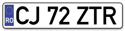 Placuta inmatriculare numar auto  CJ-72-ZTR, CJ 72 ZTR, CJ72ZTR
