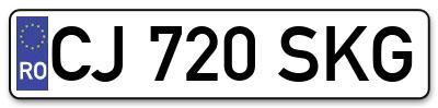 Placuta inmatriculare numar auto  CJ-720-SKG, CJ 720 SKG, CJ720SKG