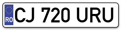Placuta inmatriculare numar auto  CJ-720-URU, CJ 720 URU, CJ720URU