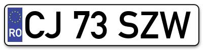 Placuta inmatriculare numar auto  CJ-73-SZW, CJ 73 SZW, CJ73SZW