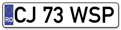 Placuta inmatriculare numar auto  CJ-73-WSP, CJ 73 WSP, CJ73WSP