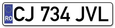 Placuta inmatriculare numar auto  CJ-734-JVL, CJ 734 JVL, CJ734JVL