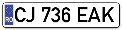 Placuta inmatriculare numar auto  CJ-736-EAK, CJ 736 EAK, CJ736EAK
