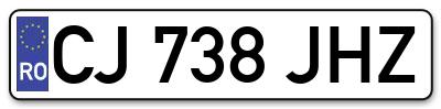 Placuta inmatriculare numar auto  CJ-738-JHZ, CJ 738 JHZ, CJ738JHZ