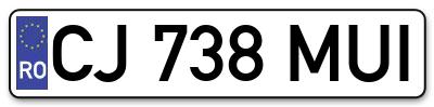 Placuta inmatriculare numar auto  CJ-738-MUI, CJ 738 MUI, CJ738MUI