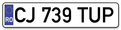 Placuta inmatriculare numar auto  CJ-739-TUP, CJ 739 TUP, CJ739TUP