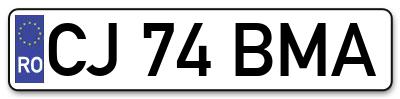 Placuta inmatriculare numar auto  CJ-74-BMA, CJ 74 BMA, CJ74BMA