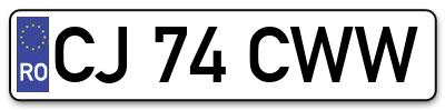 Placuta inmatriculare numar auto  CJ-74-CWW, CJ 74 CWW, CJ74CWW