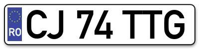 Placuta inmatriculare numar auto  CJ-74-TTG, CJ 74 TTG, CJ74TTG