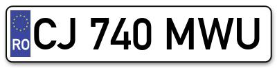 Placuta inmatriculare numar auto  CJ-740-MWU, CJ 740 MWU, CJ740MWU