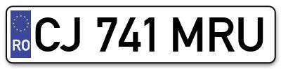 Placuta inmatriculare numar auto  CJ-741-MRU, CJ 741 MRU, CJ741MRU
