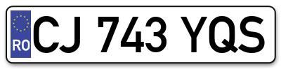 Placuta inmatriculare numar auto  CJ-743-YQS, CJ 743 YQS, CJ743YQS