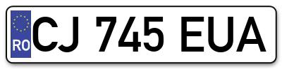 Placuta inmatriculare numar auto  CJ-745-EUA, CJ 745 EUA, CJ745EUA