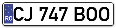 Placuta inmatriculare numar auto  CJ-747-BOO, CJ 747 BOO, CJ747BOO
