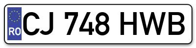 Placuta inmatriculare numar auto  CJ-748-HWB, CJ 748 HWB, CJ748HWB
