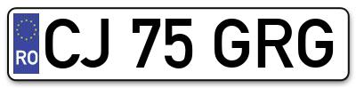 Placuta inmatriculare numar auto  CJ-75-GRG, CJ 75 GRG, CJ75GRG