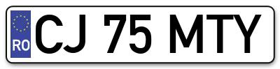 Placuta inmatriculare numar auto  CJ-75-MTY, CJ 75 MTY, CJ75MTY