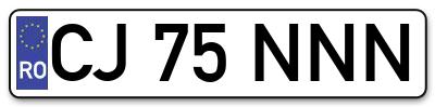 Placuta inmatriculare numar auto  CJ-75-NNN, CJ 75 NNN, CJ75NNN
