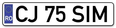 Placuta inmatriculare numar auto  CJ-75-SIM, CJ 75 SIM, CJ75SIM