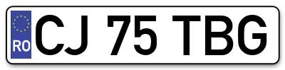 Placuta inmatriculare numar auto  CJ-75-TBG, CJ 75 TBG, CJ75TBG