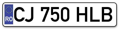 Placuta inmatriculare numar auto  CJ-750-HLB, CJ 750 HLB, CJ750HLB